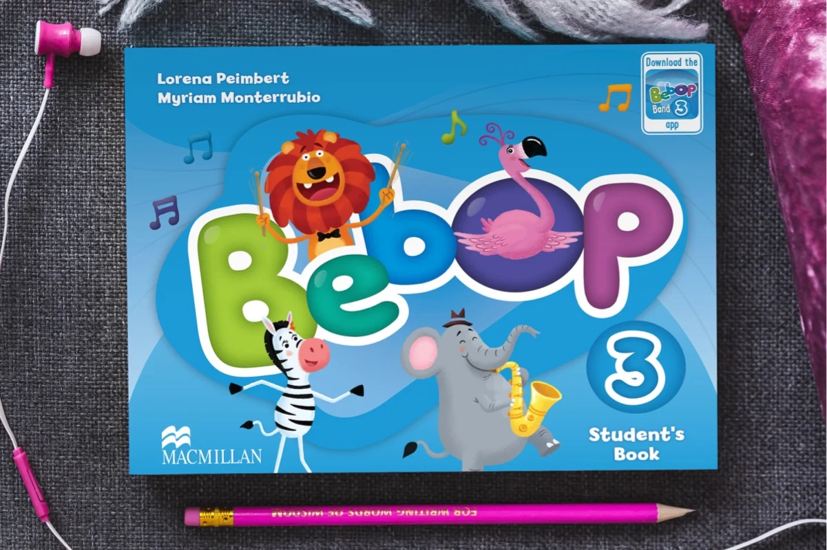 An image depicting the Bebop student workbook that accompanies the Bebop app that we developed for Macmillan Education