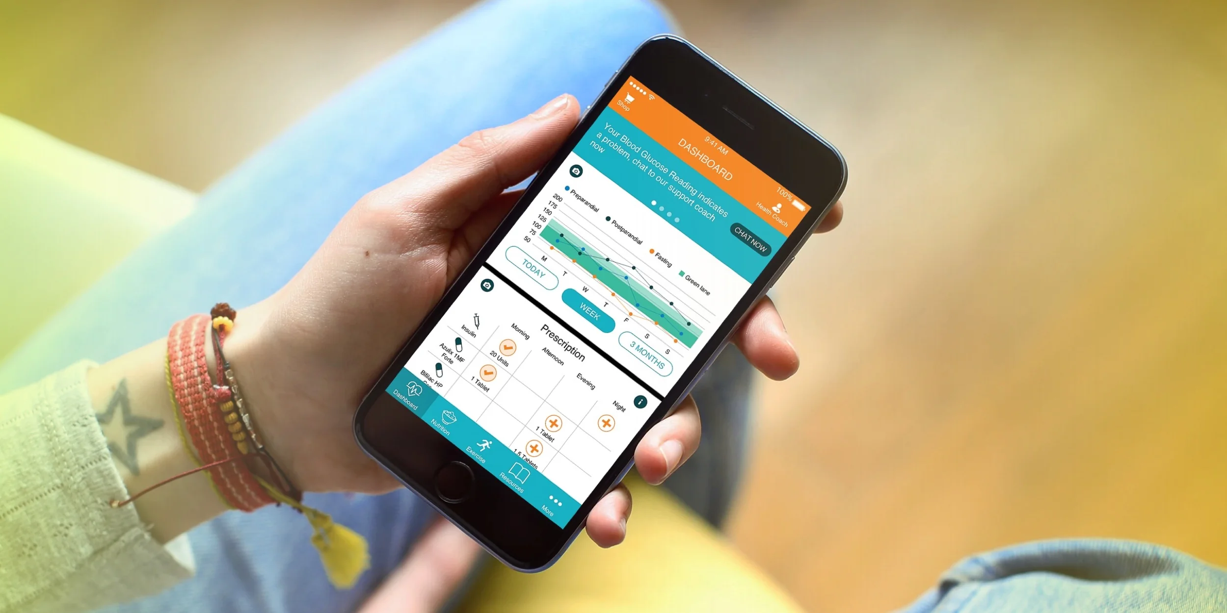 Diabetacare is an app for diabetics that helps patients monitor and improve their condition. Milo Creative researched the key problems facing patients compliance with their routines, and designed a User Experience (UX) based on the key pillars to manage the disease: Blood Glucose testing, medication, exercise and diet.