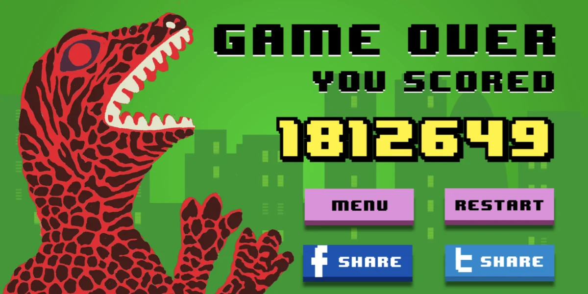A screenshot from the Dino Jumper game for fashion guru Paul Smith that shows social media share options 