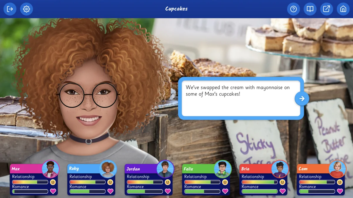 An image showing one of the chapters called Cupcakes from the Relationship Goals game