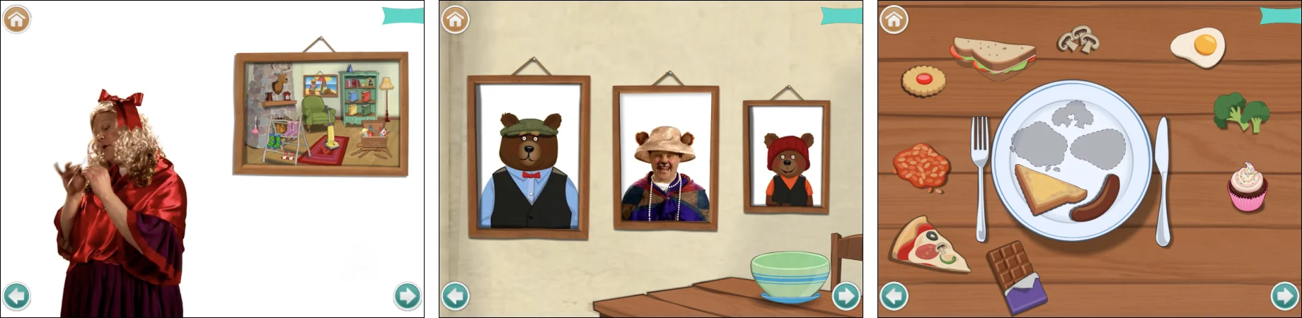 Screenshots from the Justin's World App