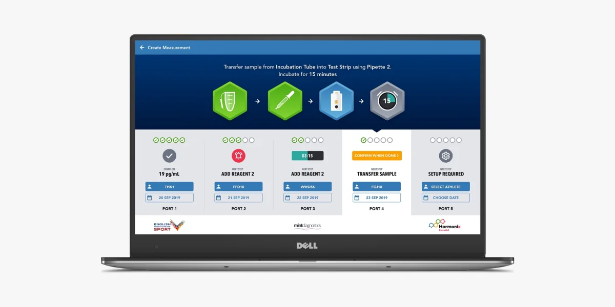 An image depicting an early version of the Hormonix desktop app that allowed the Hormonix team fine tune the saliva sampling process and ensure compliance.