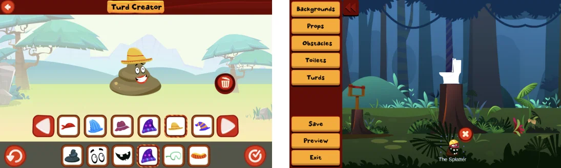 The Angry Turds level editor enabled players to build and play their own levels