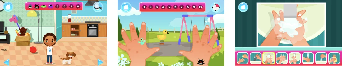 An image depicting the Germ Zapper game for iPhone and Android devices.